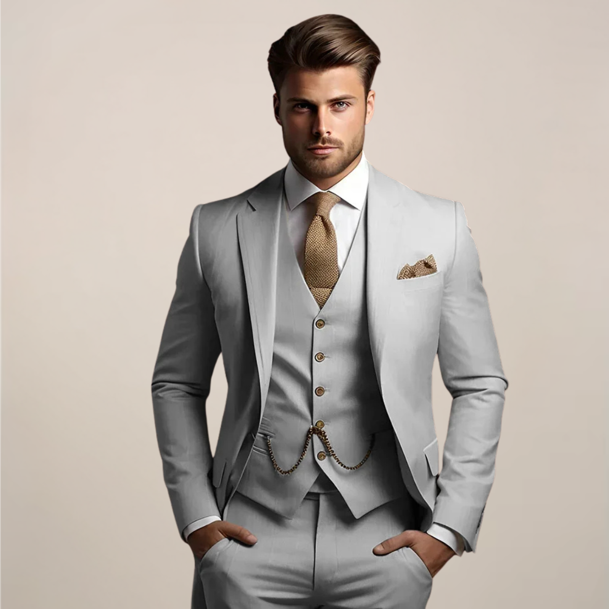 Breathable Three Piece Wedding Suit for Men | Spring Formal Jacket Vest Pants