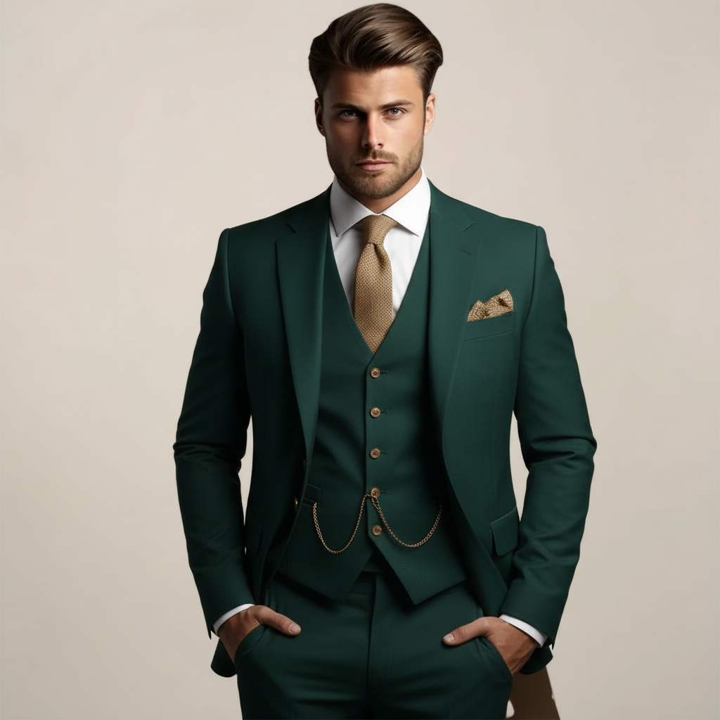 Breathable Three Piece Wedding Suit for Men | Spring Formal Jacket Vest Pants
