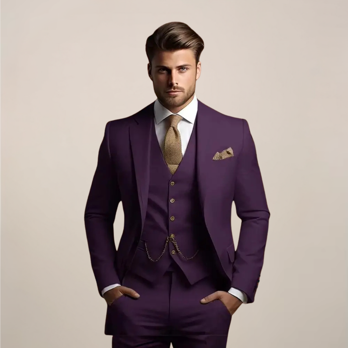 Breathable Three Piece Wedding Suit for Men | Spring Formal Jacket Vest Pants