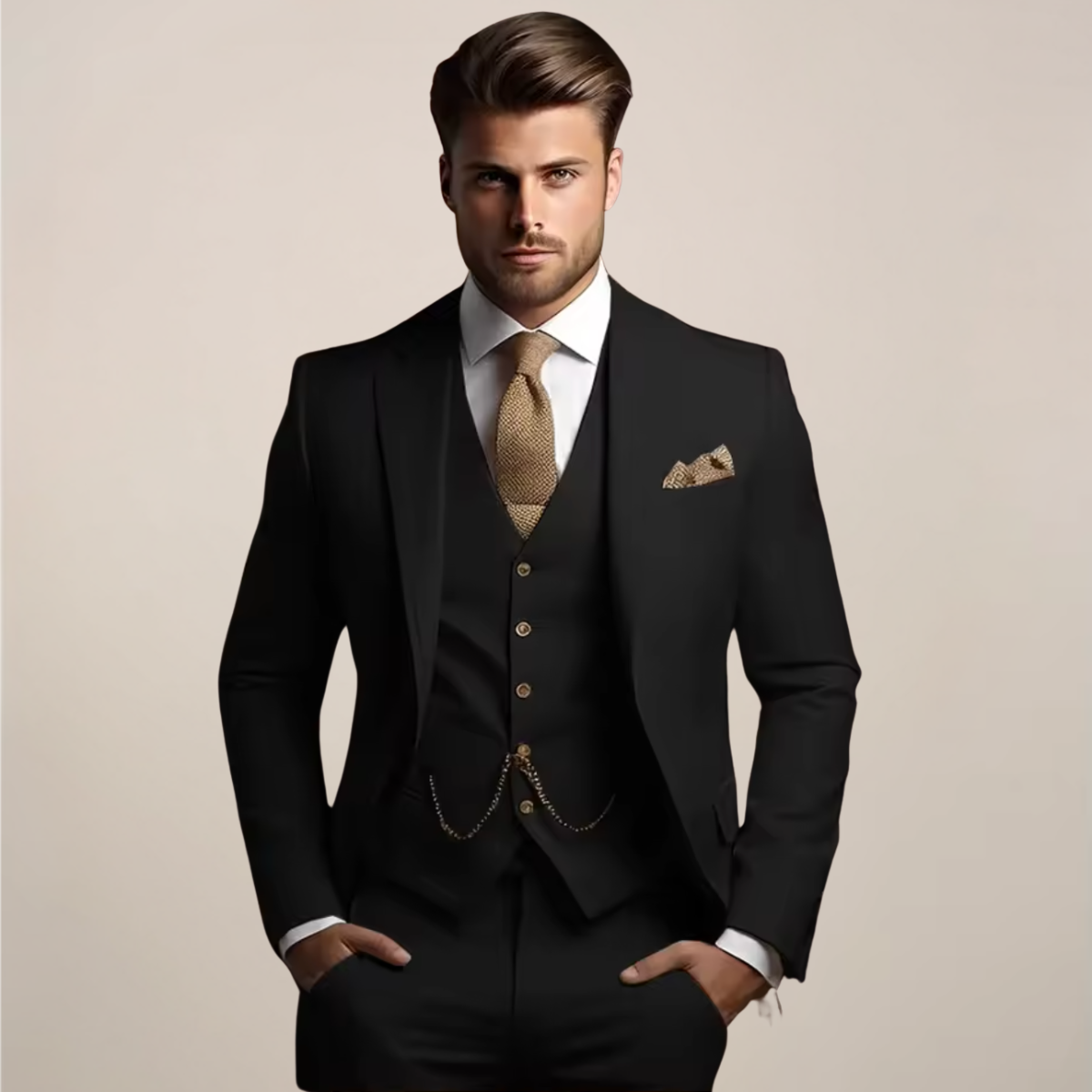 Breathable Three Piece Wedding Suit for Men | Spring Formal Jacket Vest Pants