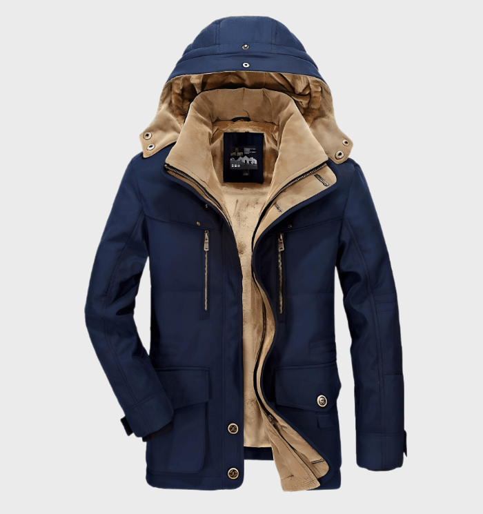 Men's Winter Jacket with Hood | Thick Warm Coat with Pockets