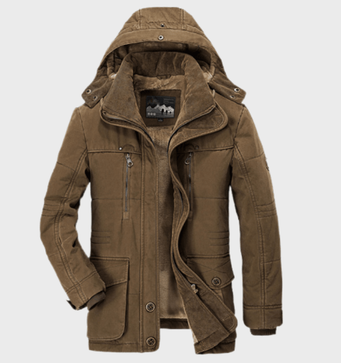 Men's Winter Jacket with Hood | Thick Warm Coat with Pockets