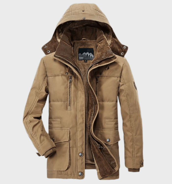 Men's Winter Jacket with Hood | Thick Warm Coat with Pockets