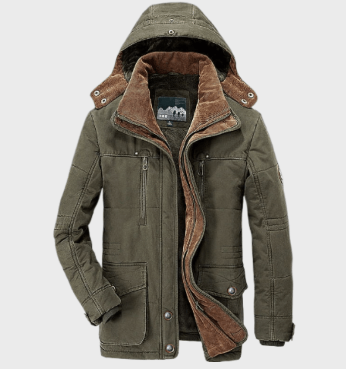 Men's Winter Jacket with Hood | Thick Warm Coat with Pockets
