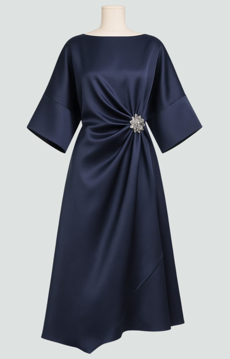 Draped Cape Sleeve Boat Neckline Maxi Dress for Women | Formal Evening Gown