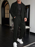 Slim Fit Two Piece Tailored Business Suit Set with Blazer and Pants for Men