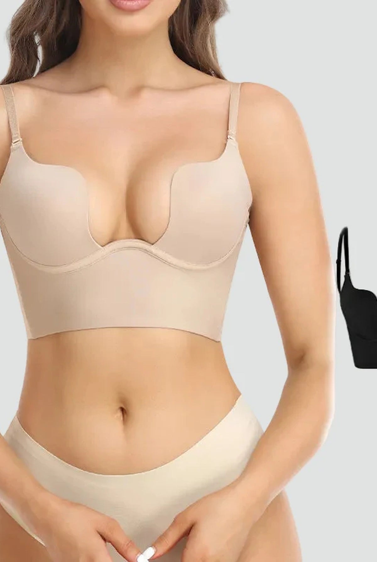 Seamless Backless Push Up Bra with Adjustable Straps for Women