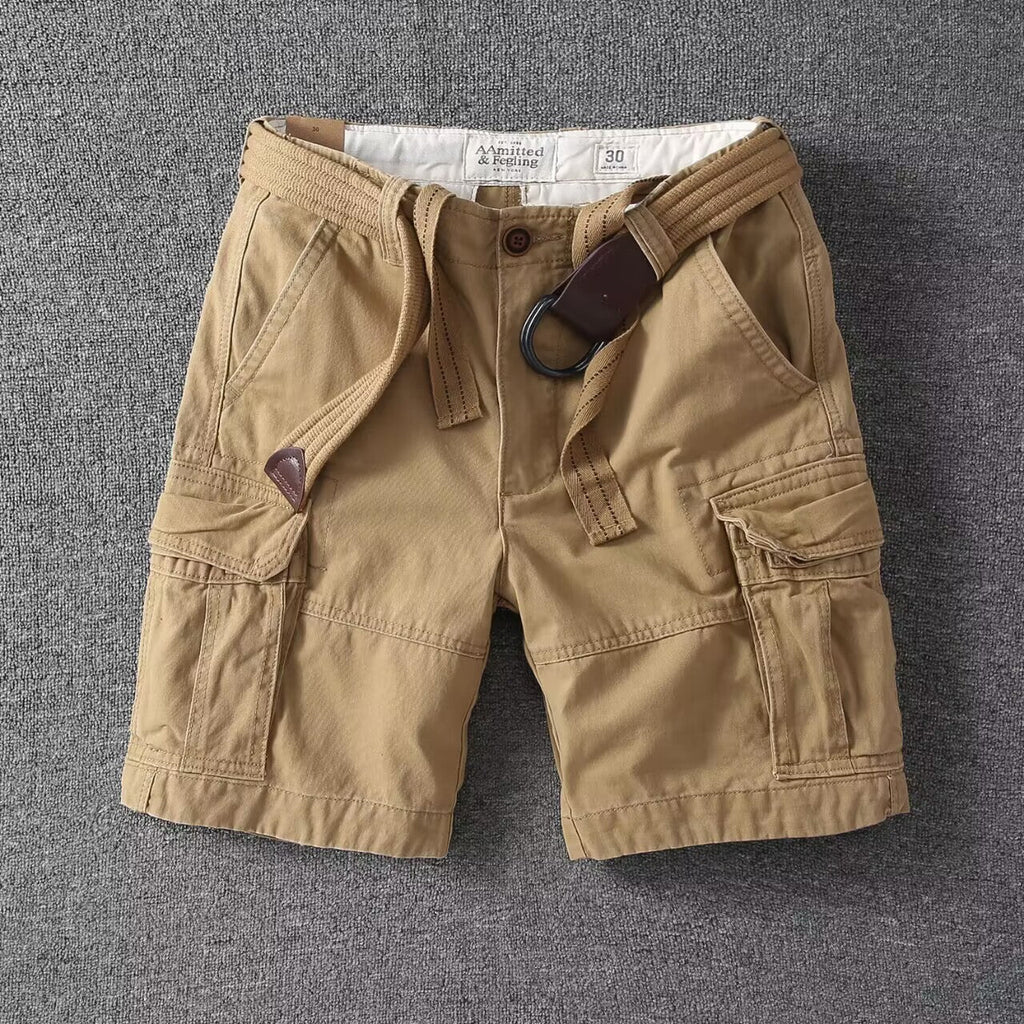 Washed Charcoal Relaxed Fit Utility Cargo Shorts for Men | Summer Streetwear