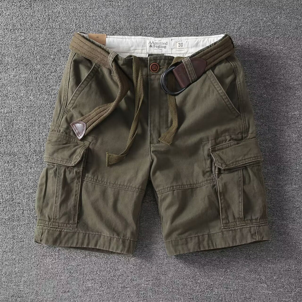 Washed Charcoal Relaxed Fit Utility Cargo Shorts for Men | Summer Streetwear