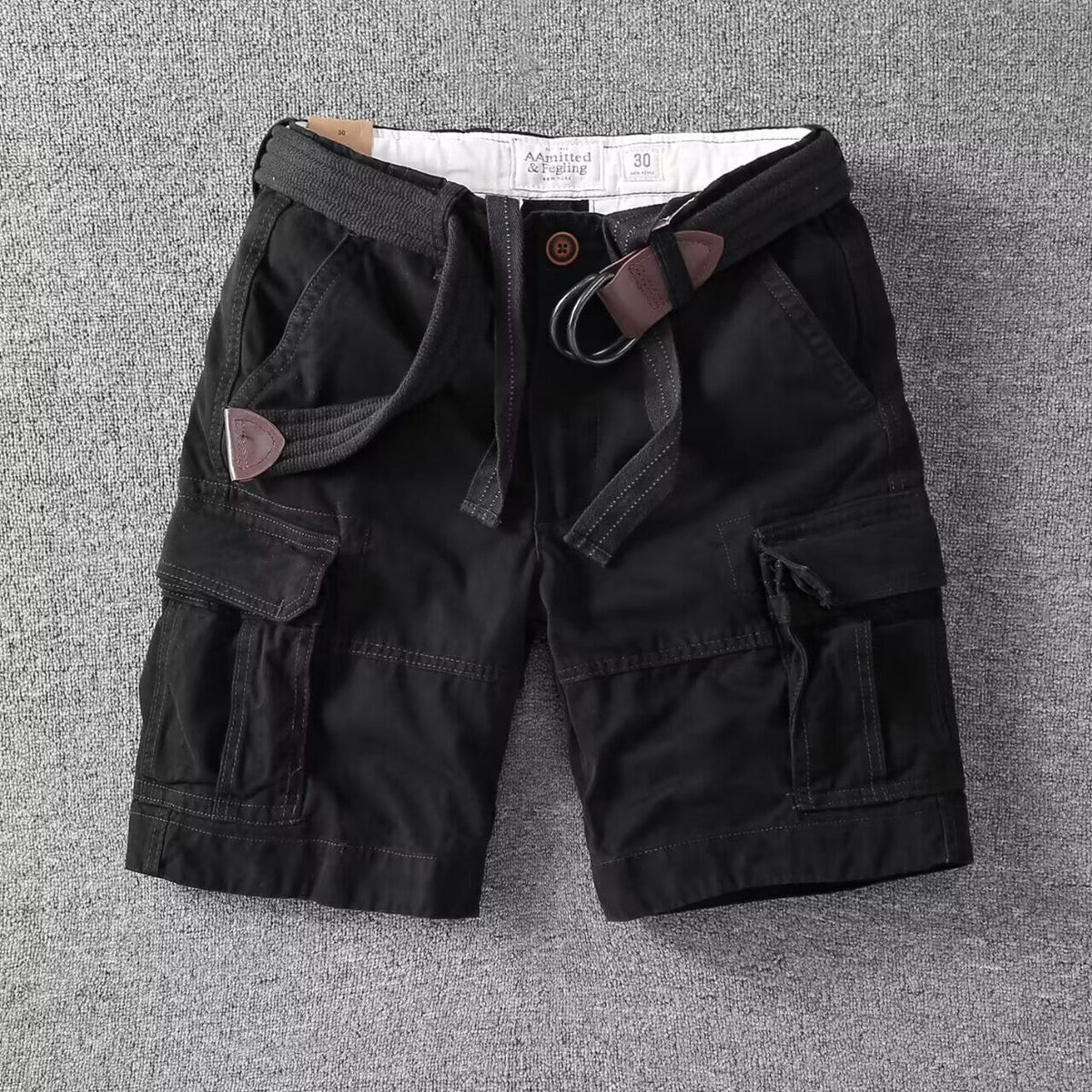 Washed Charcoal Relaxed Fit Utility Cargo Shorts for Men | Summer Streetwear