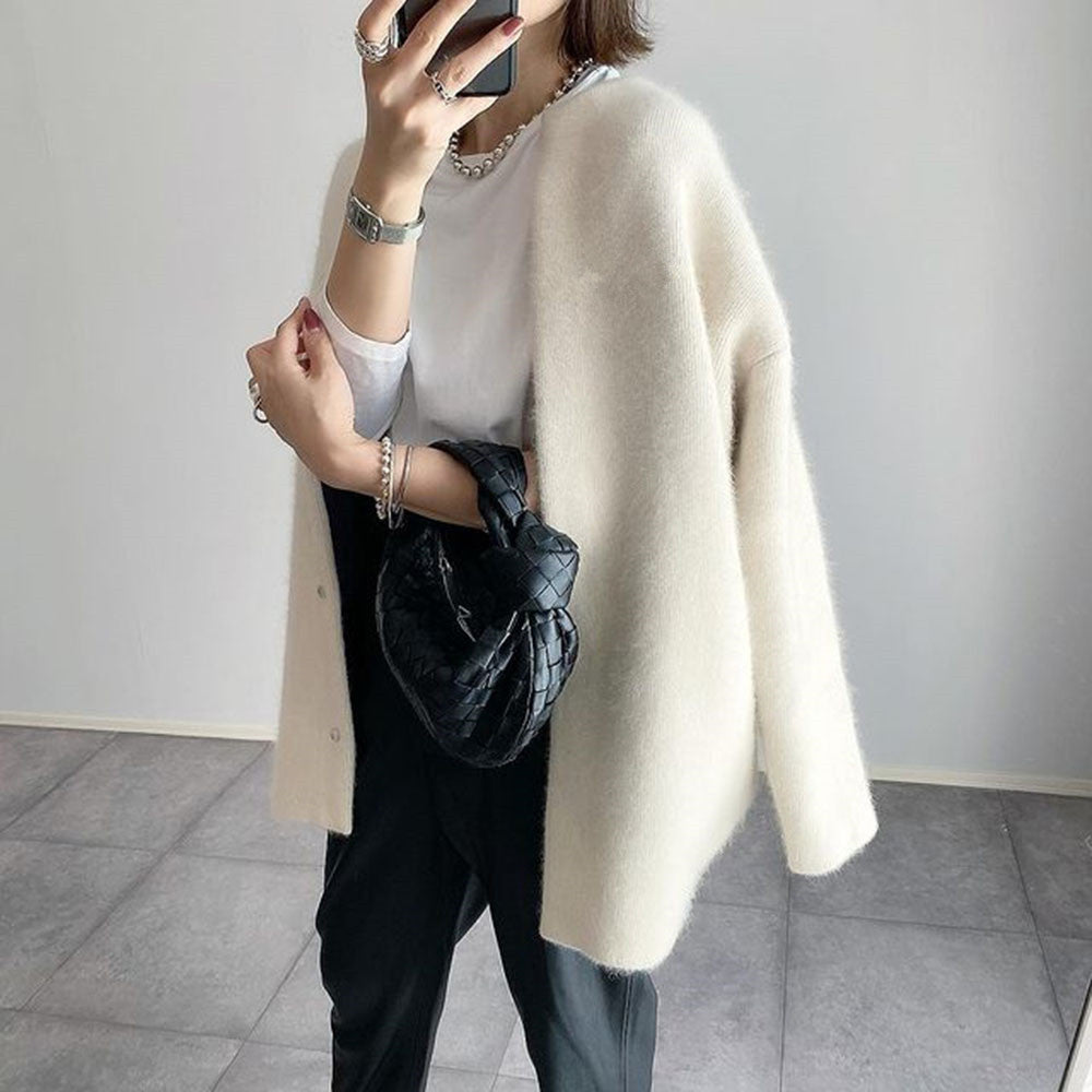 Women's Cardigan | Loose Fit Long Sleeve Round Neck