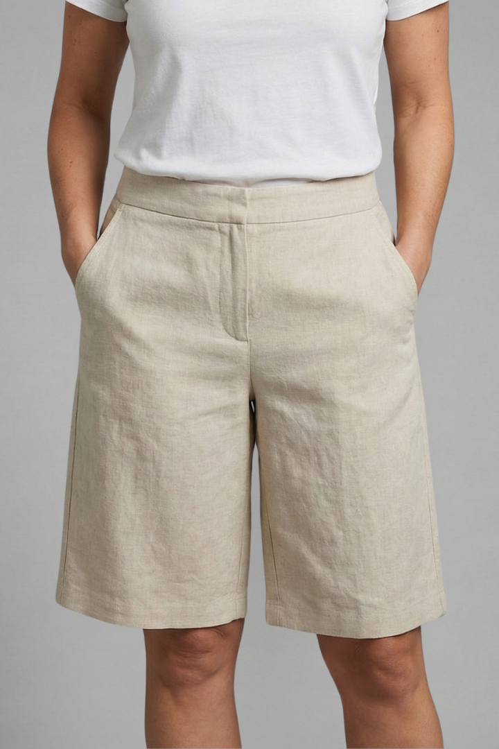 High Waisted Tailored Relaxed Fit Summer Shorts with Side Pockets for Women