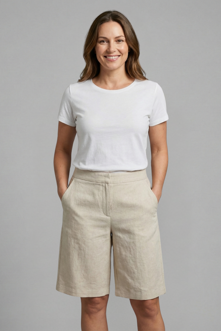High Waisted Tailored Relaxed Fit Summer Shorts with Side Pockets for Women