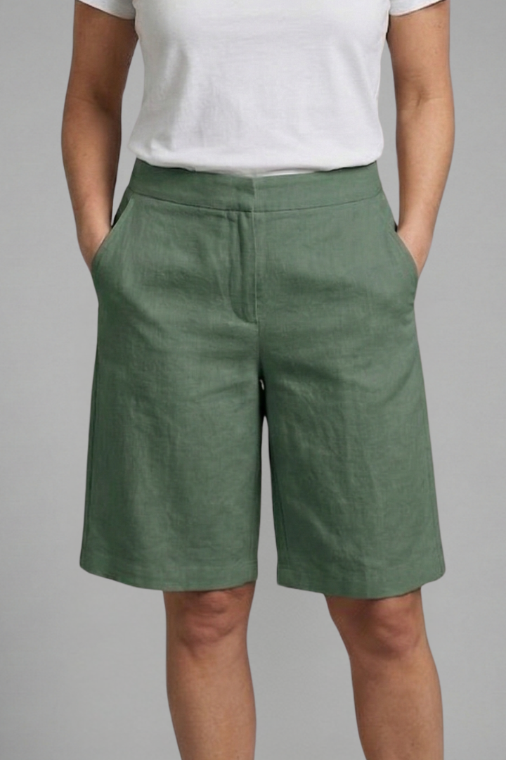 High Waisted Tailored Relaxed Fit Summer Shorts with Side Pockets for Women