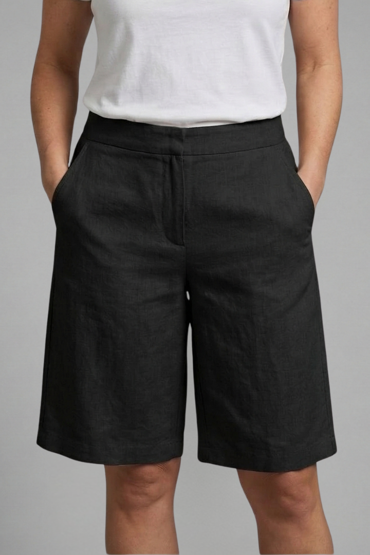 High Waisted Tailored Relaxed Fit Summer Shorts with Side Pockets for Women