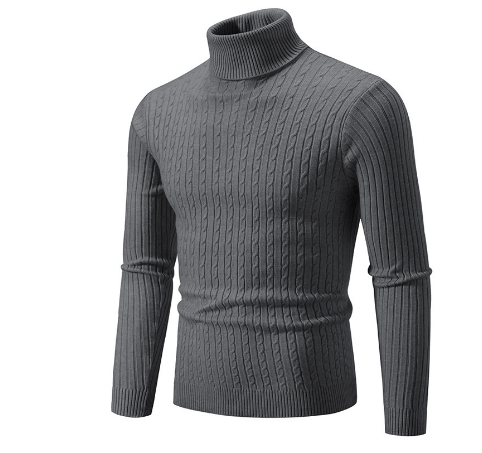Ribbed Knit Turtleneck Long Sleeve Sweater for Men | Winter Wear