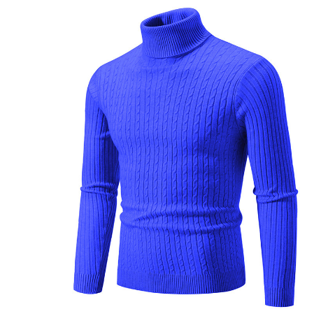 Ribbed Knit Turtleneck Long Sleeve Sweater for Men | Winter Wear