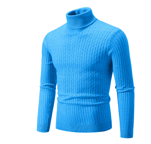 Ribbed Knit Turtleneck Long Sleeve Sweater for Men | Winter Wear
