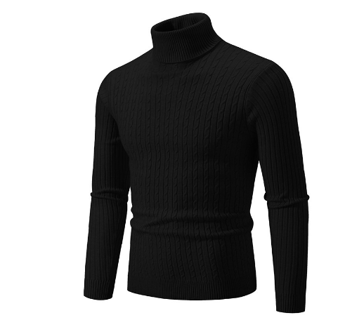 Ribbed Knit Turtleneck Long Sleeve Sweater for Men | Winter Wear