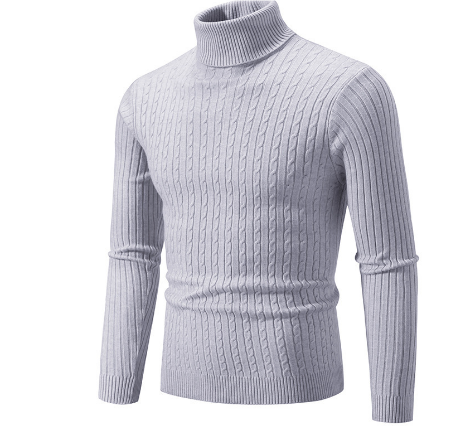 Ribbed Knit Turtleneck Long Sleeve Sweater for Men | Winter Wear
