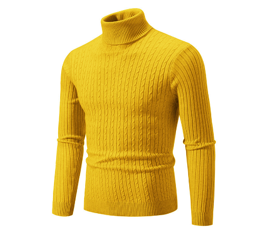 Ribbed Knit Turtleneck Long Sleeve Sweater for Men | Winter Wear