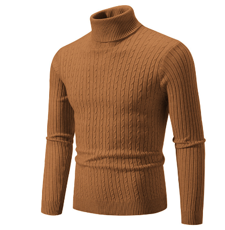 Ribbed Knit Turtleneck Long Sleeve Sweater for Men | Winter Wear