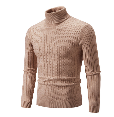 Ribbed Knit Turtleneck Long Sleeve Sweater for Men | Winter Wear