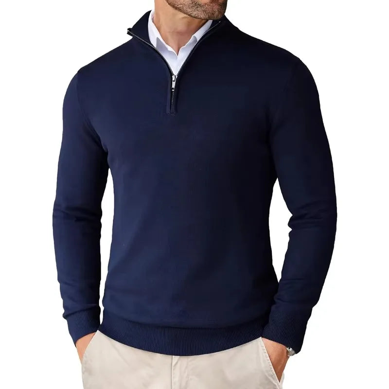 Men's Sweater | With Half-Zip Long Sleeve Casual Wear Regular Fit