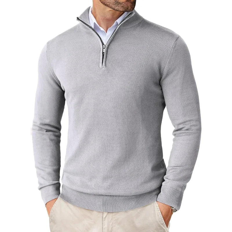 Men's Sweater | With Half-Zip Long Sleeve Casual Wear Regular Fit