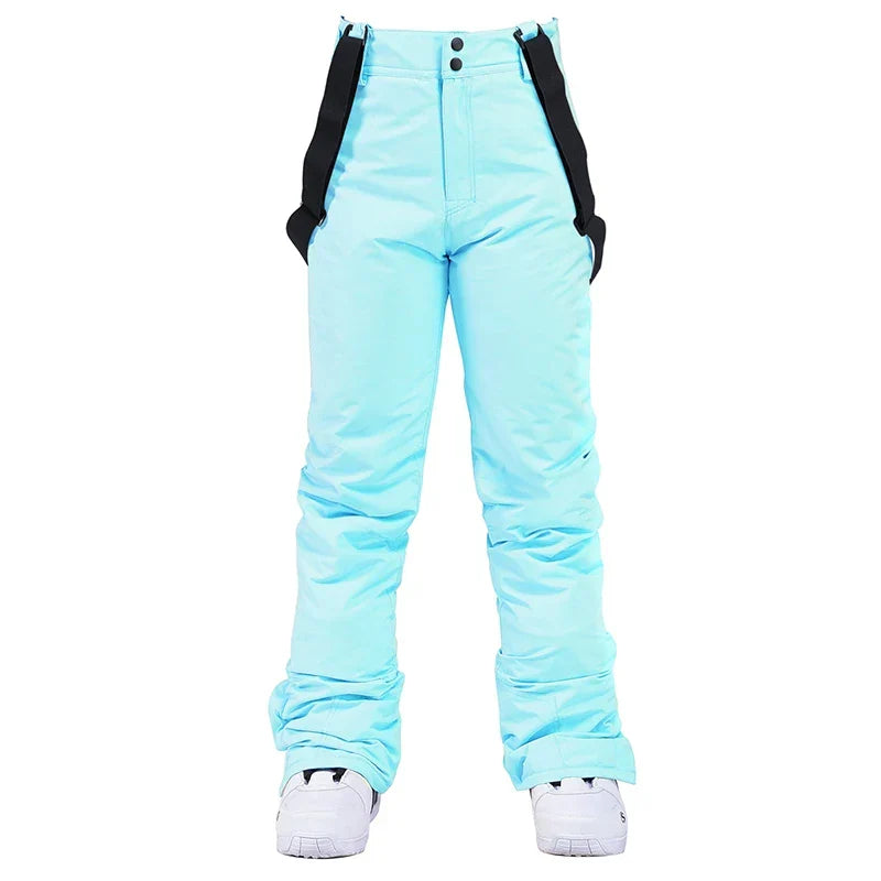 Wide Leg Straight Fit Winter Outdoor Pants with Adjustable Suspenders for Women