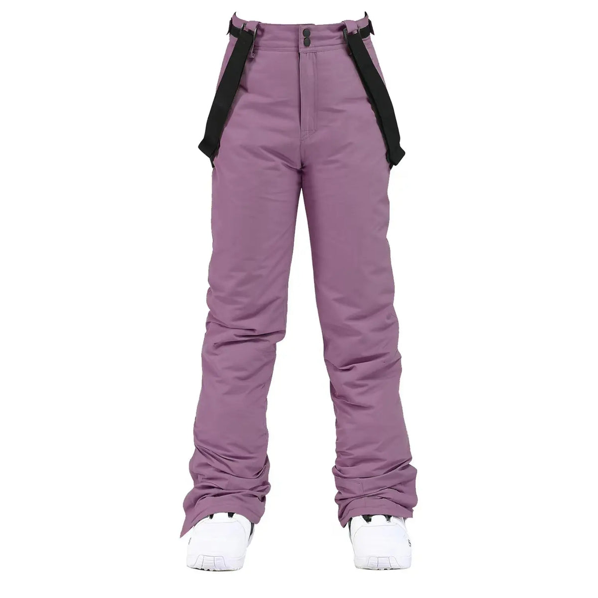 Wide Leg Straight Fit Winter Outdoor Pants with Adjustable Suspenders for Women