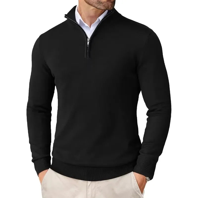 Men's Sweater | With Half-Zip Long Sleeve Casual Wear Regular Fit