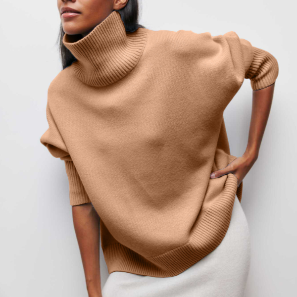 Women's Oversized Sweater with Turtleneck – Autumn/Winter – Light Blue