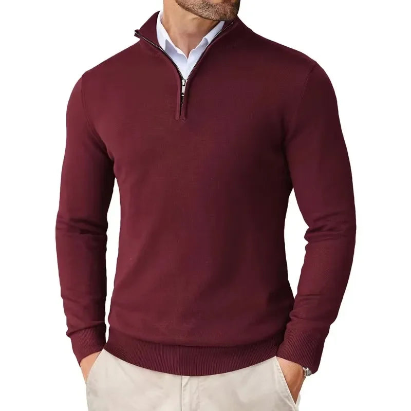 Men's Sweater | With Half-Zip Long Sleeve Casual Wear Regular Fit