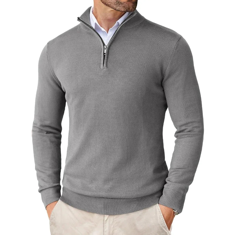 Men's Sweater | With Half-Zip Long Sleeve Casual Wear Regular Fit