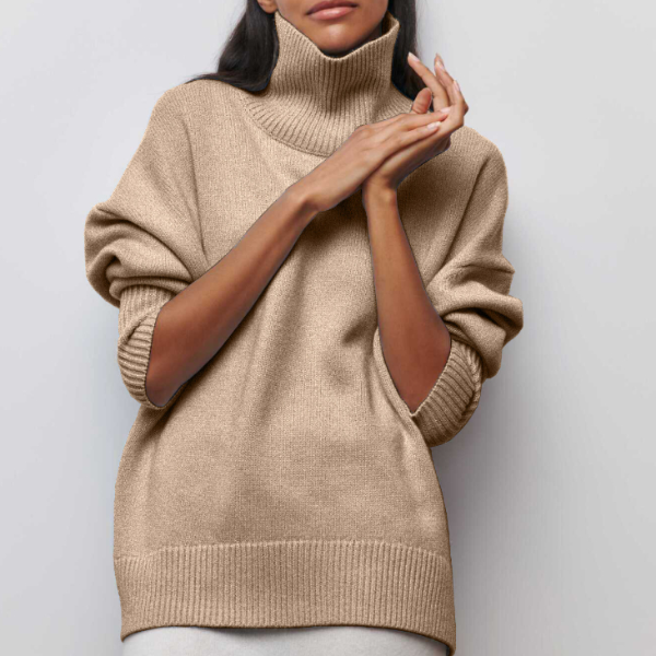 Women's Oversized Sweater with Turtleneck – Autumn/Winter – Light Blue