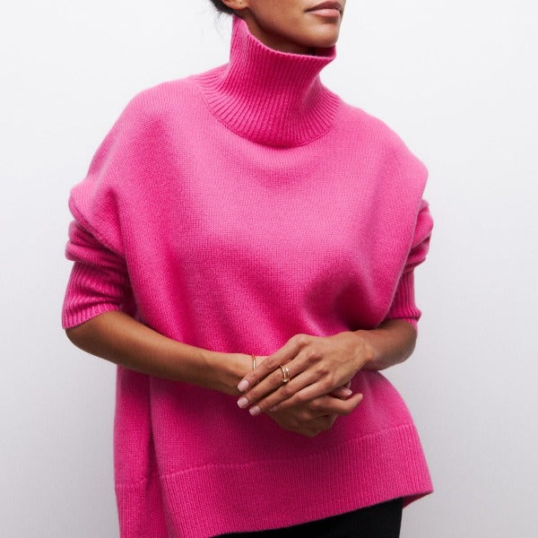 Women's Oversized Sweater with Turtleneck – Autumn/Winter – Light Blue