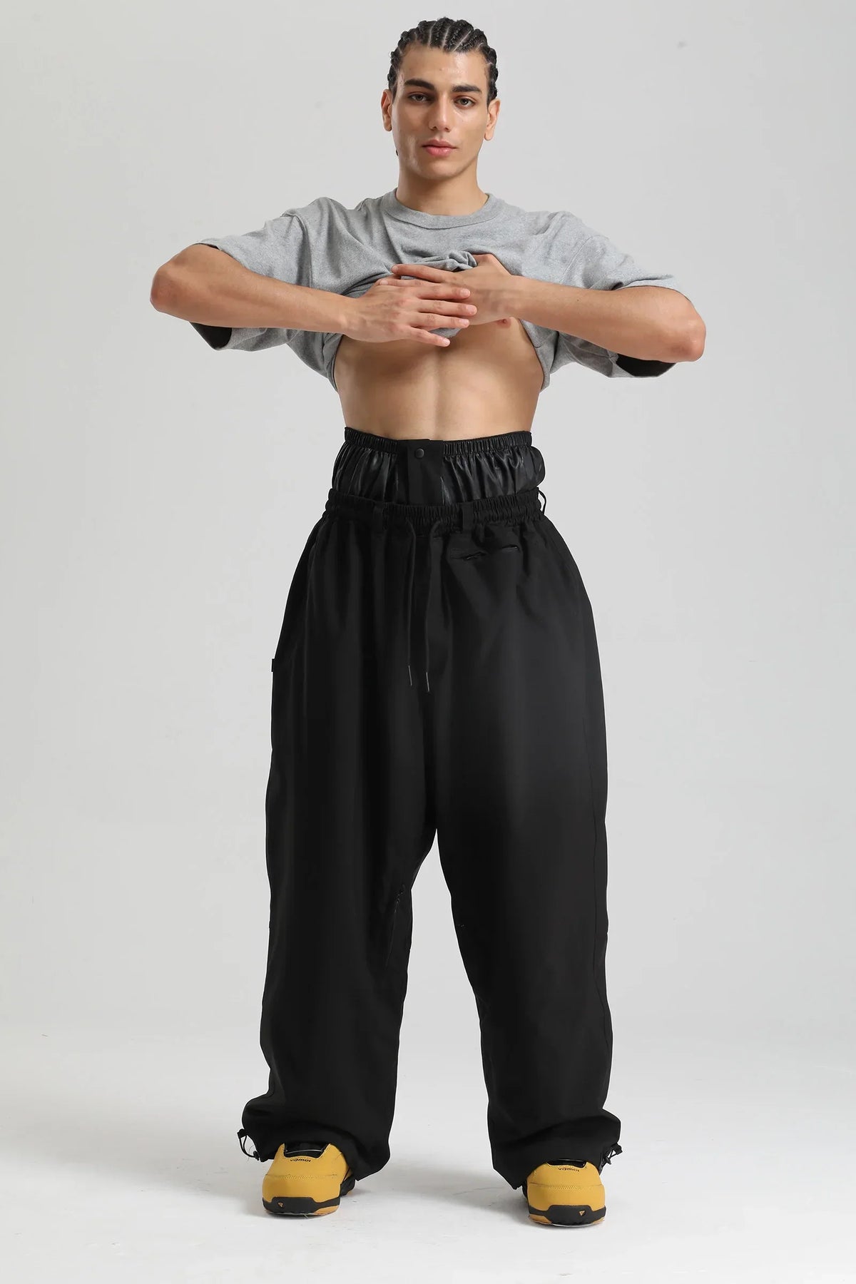 Wide Leg High Waisted Drawstring Outdoor Cargo Pants with Side Pockets for Men