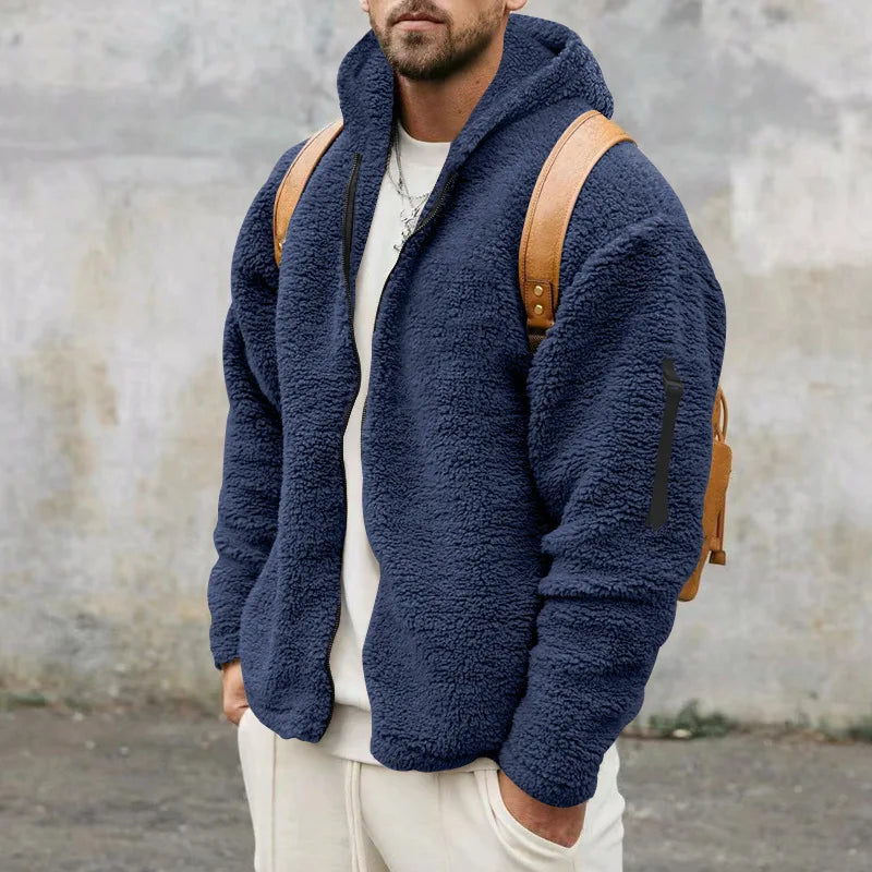 Men's Fleece Jacket | Loose Fit with Hood