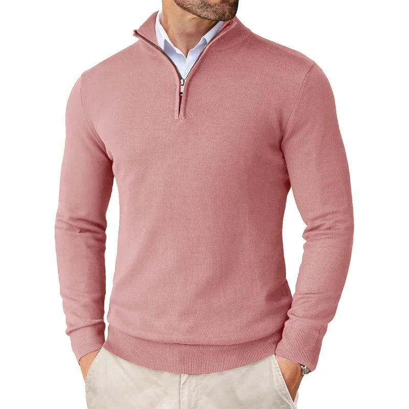 Men's Sweater | With Half-Zip Long Sleeve Casual Wear Regular Fit
