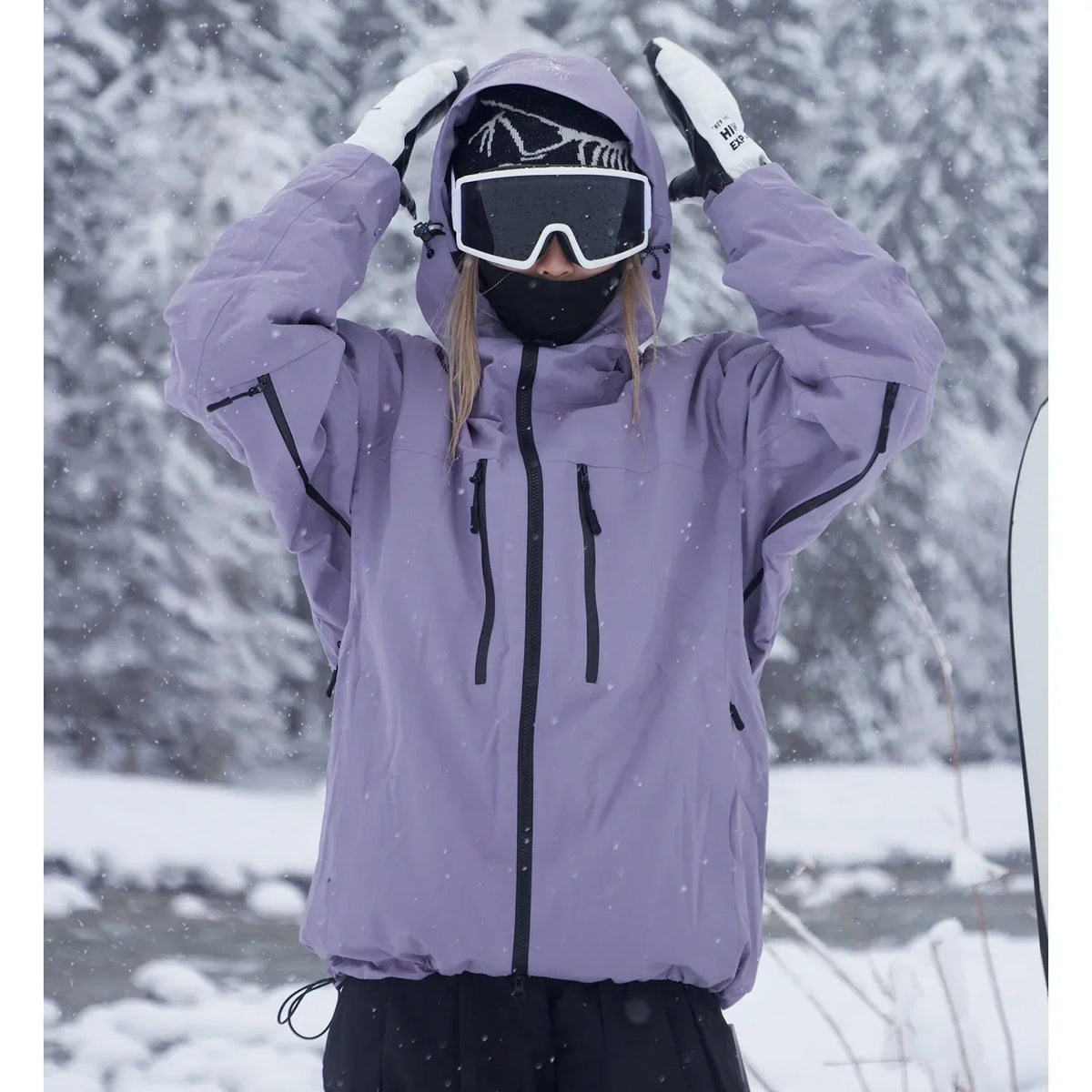 Black Ski Jacket with Windproof Hood for Men and Women | Winter Adventure
