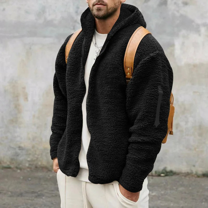 Men's Fleece Jacket | Loose Fit with Hood