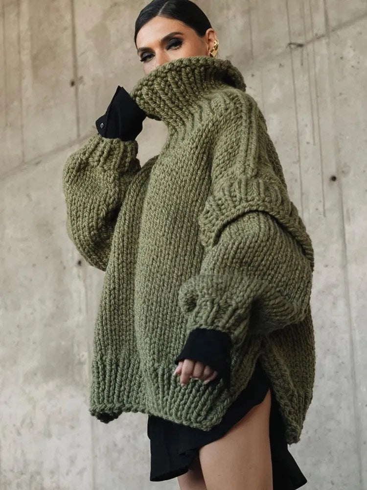 Women's Sweater | Loose Fit with Knitted Collar Structure Fashionable