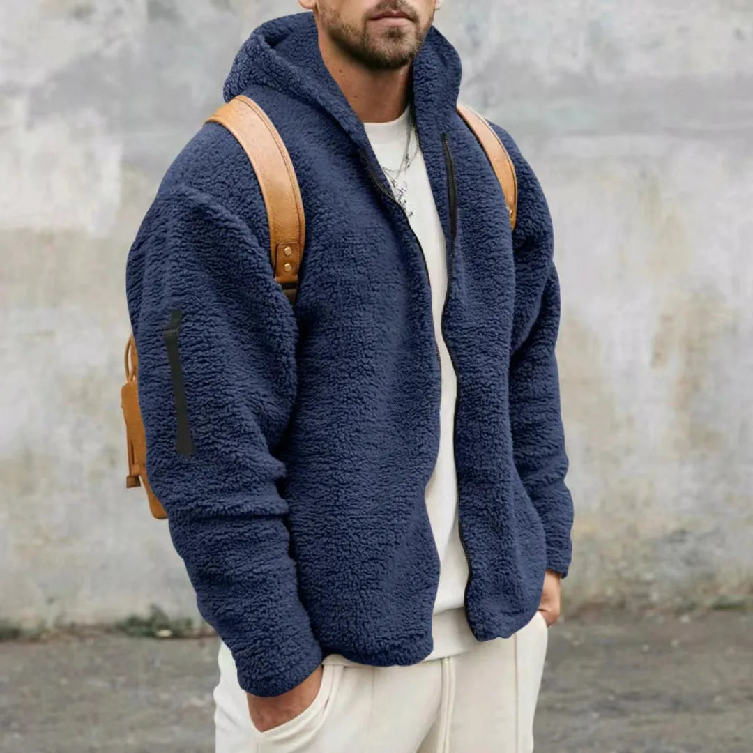 Men's Fleece Jacket | Loose Fit with Hood