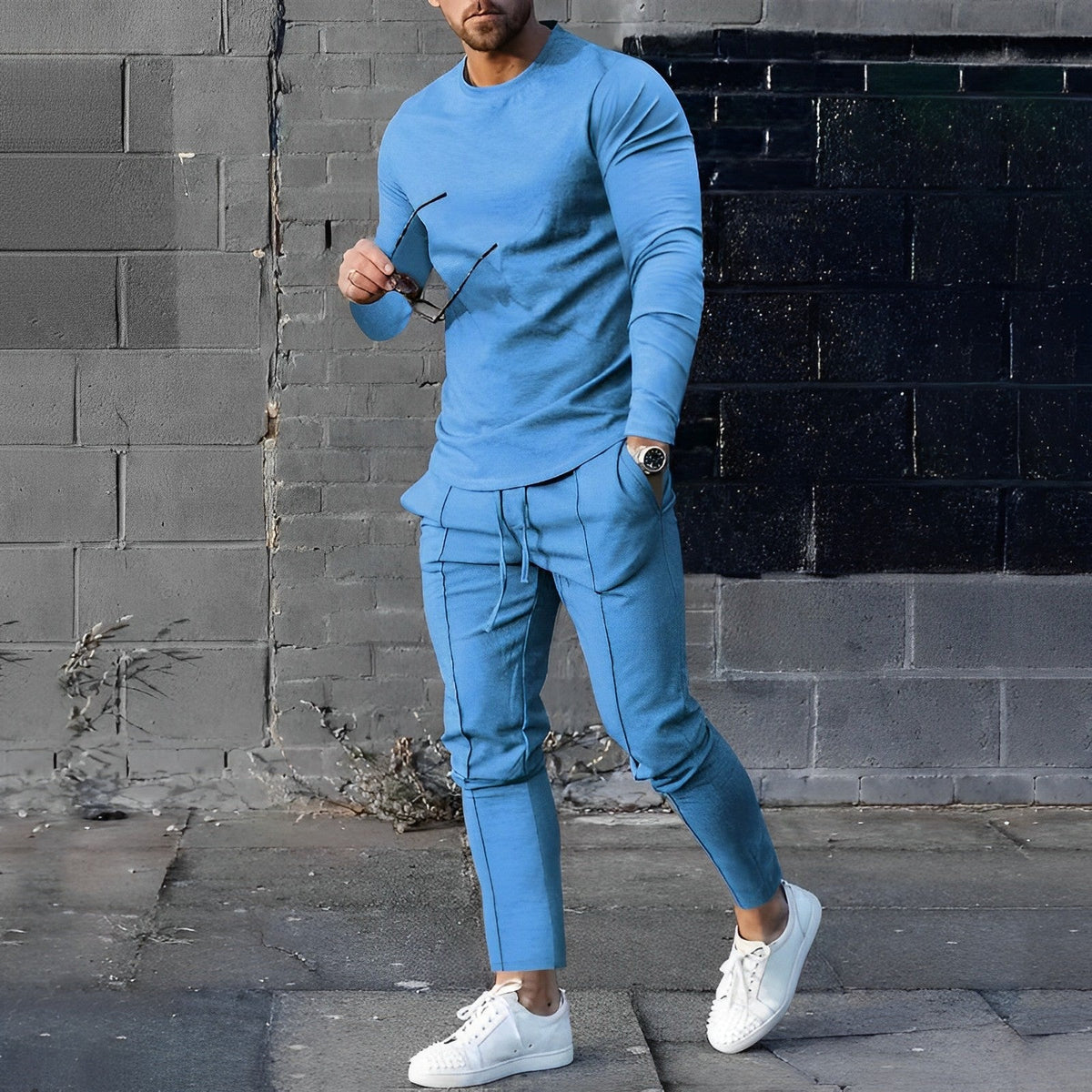 Lightweight Breathable Elastic Waist Two Piece Set for Men | Weekend Wear