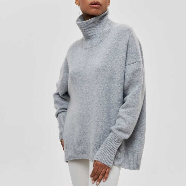 Women's Oversized Sweater with Turtleneck – Autumn/Winter – Light Blue