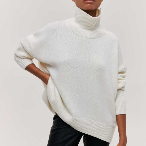 Women's Oversized Sweater with Turtleneck – Autumn/Winter – Light Blue