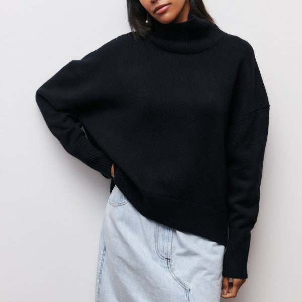 Women's Oversized Sweater with Turtleneck – Autumn/Winter – Light Blue