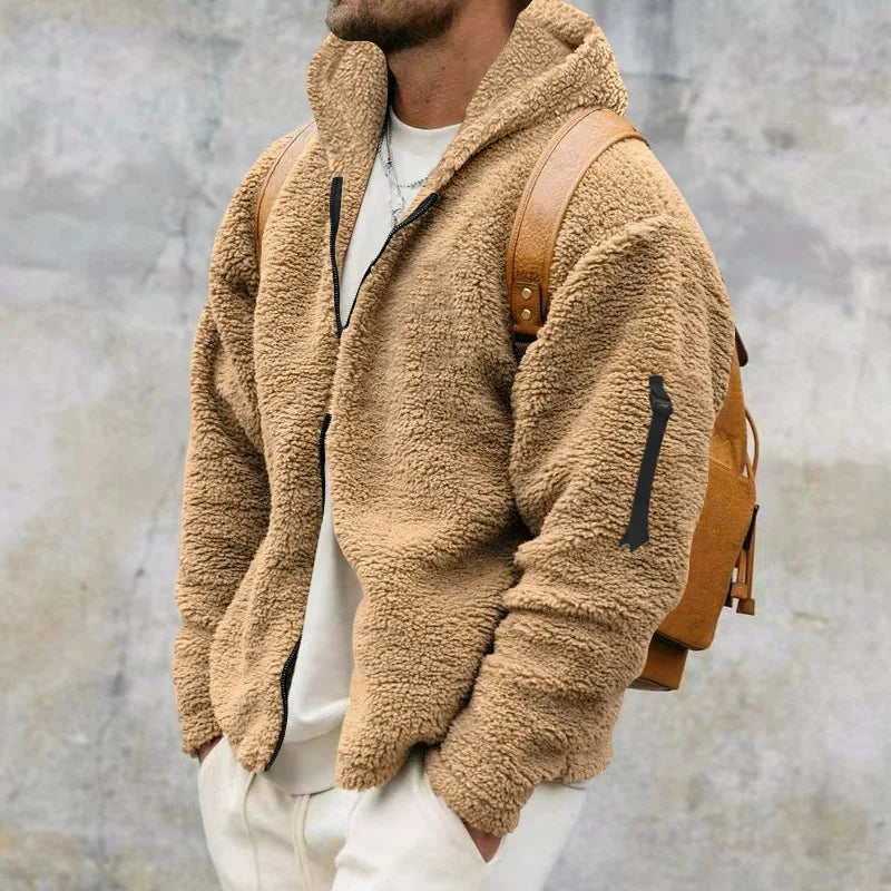 Men's Fleece Jacket | Loose Fit with Hood
