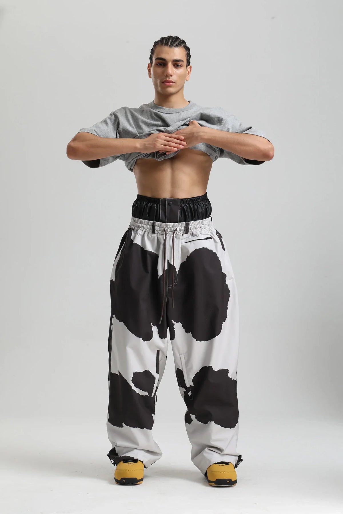 Wide Leg High Waisted Drawstring Outdoor Cargo Pants with Side Pockets for Men